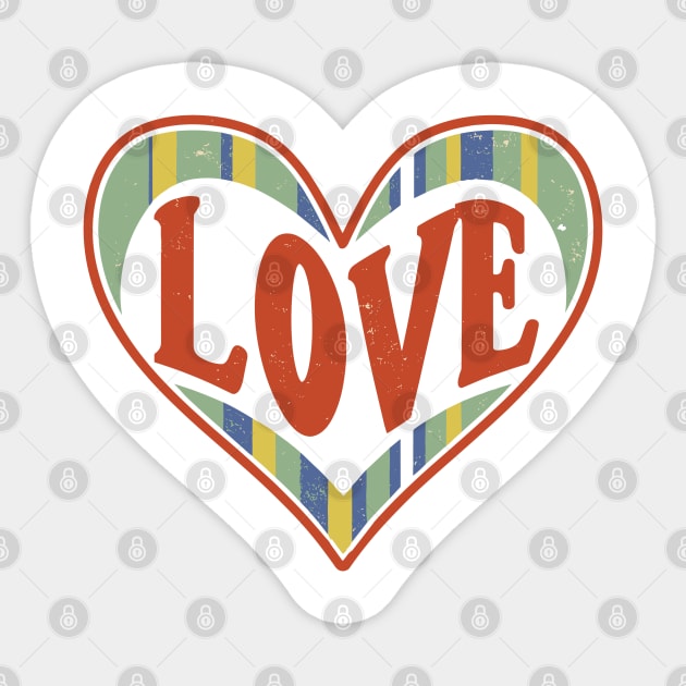 Love Heart Shaped Retro Rainbow Distressed Logo Design Sticker by TF Brands